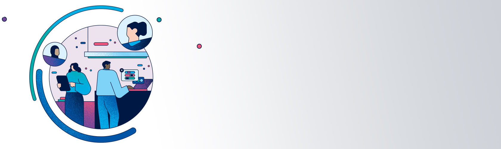 Circular graphic with people on